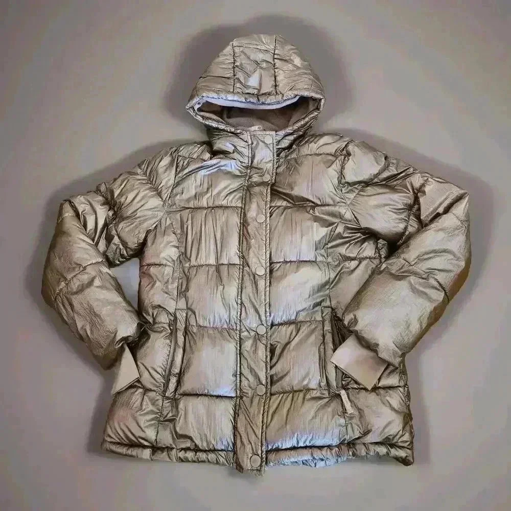 Amazon Essentials Puffer Jacket Rose‎ Gold Metallic Women's Size Medium C3